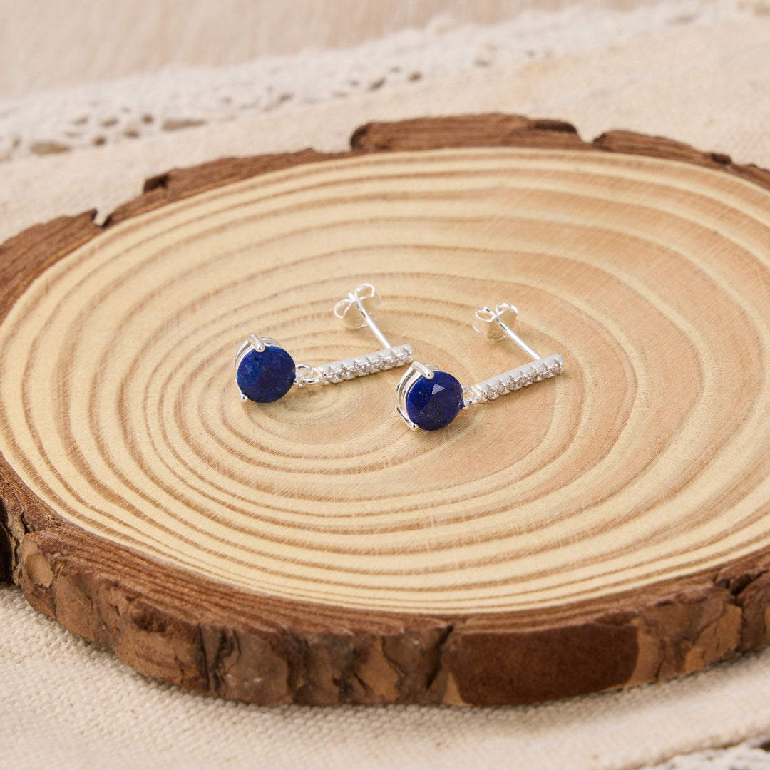 Sterling Silver Lapis Gemstone Drop Earrings - Philip Jones Jewellery