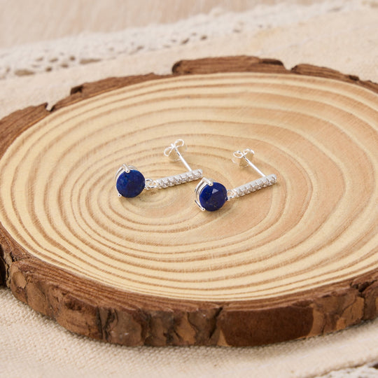 Sterling Silver Lapis Gemstone Drop Earrings - Philip Jones Jewellery