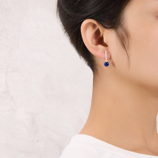 Sterling Silver Lapis Gemstone Drop Earrings - Philip Jones Jewellery