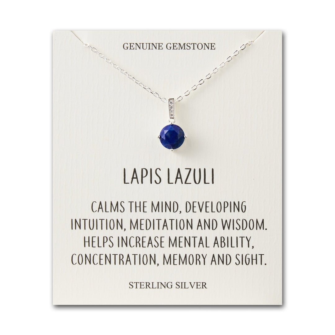 Sterling Silver Lapis Gemstone Necklace with Quote Card - Philip Jones Jewellery