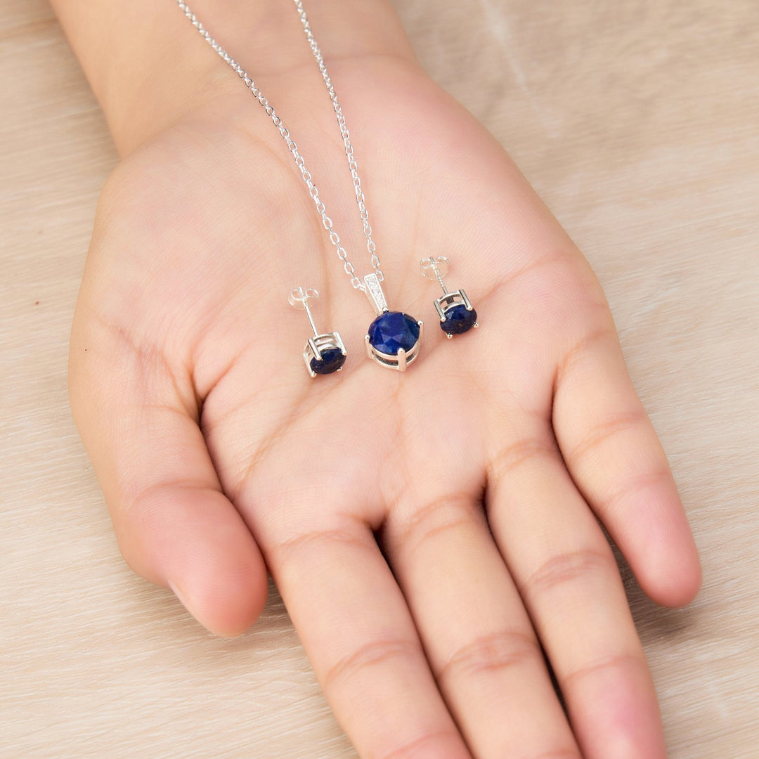 Sterling Silver Lapis Gemstone Set - Philip Jones Jewellery