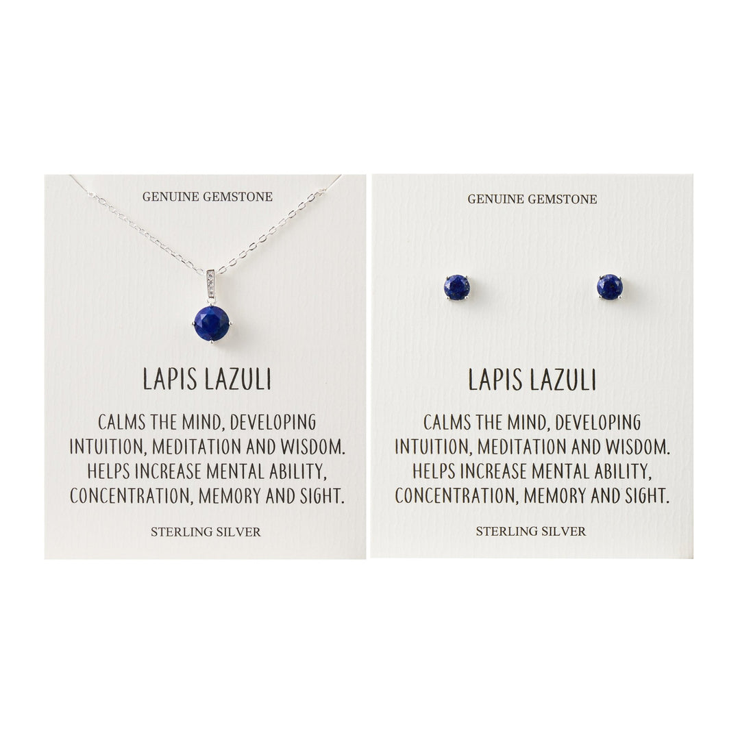 Sterling Silver Lapis Gemstone Set with Quote Card - Philip Jones Jewellery