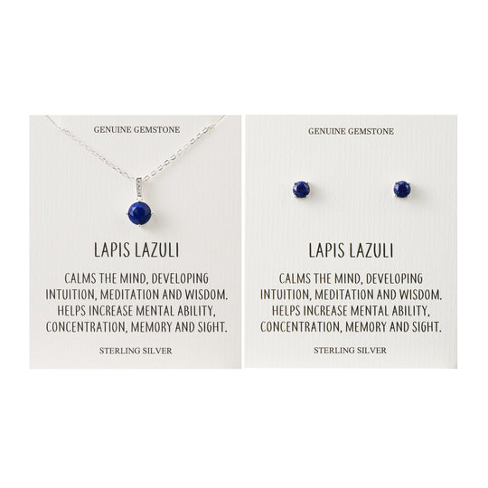 Sterling Silver Lapis Gemstone Set with Quote Card - Philip Jones Jewellery