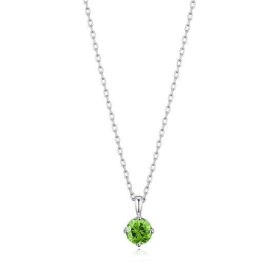 Sterling Silver Light Green Necklace Created with Zircondia® Crystals - Philip Jones Jewellery