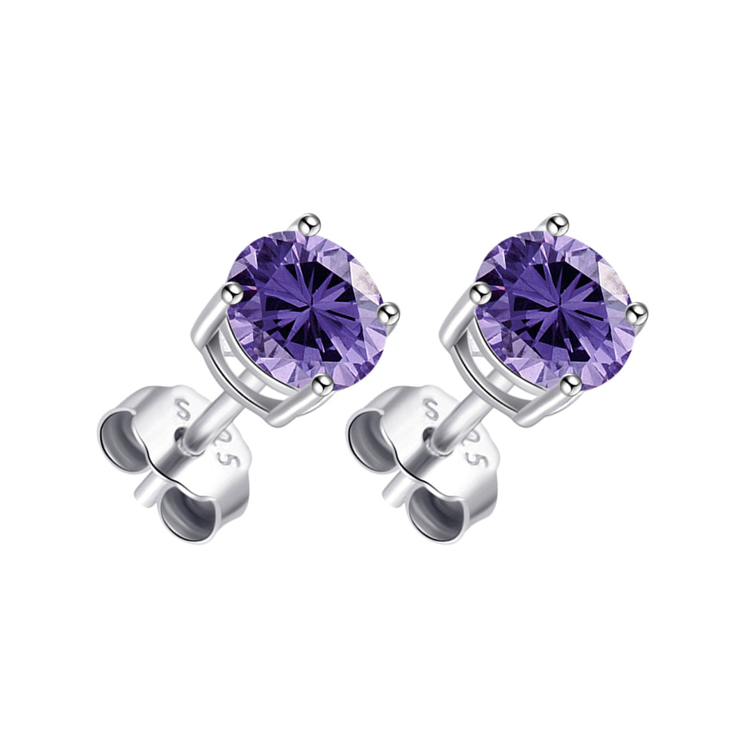 Sterling Silver Light Purple Earrings Created with Zircondia® Crystals - Philip Jones Jewellery
