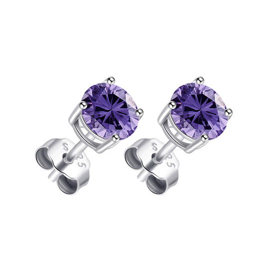 Sterling Silver Light Purple Earrings Created with Zircondia® Crystals - Philip Jones Jewellery