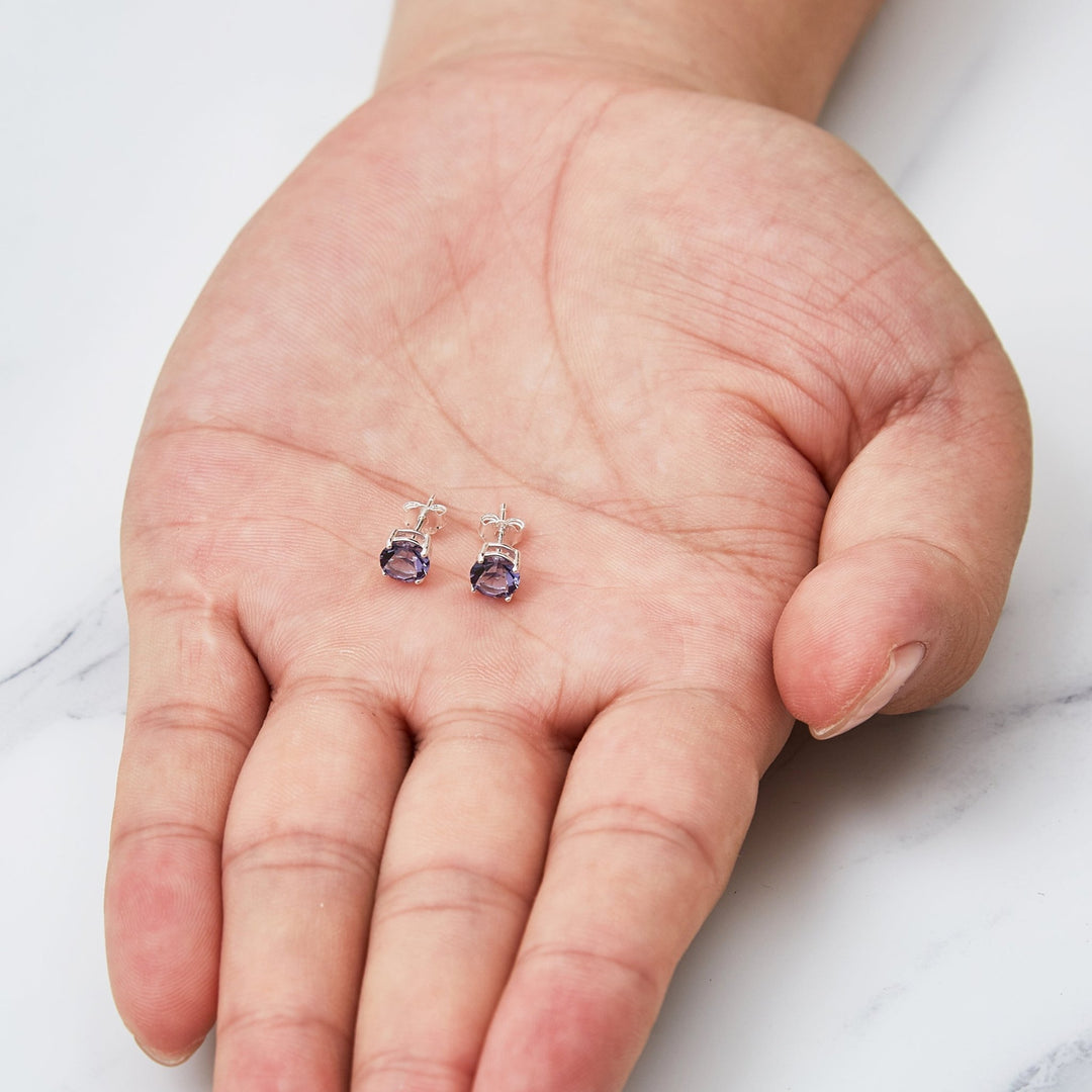 Sterling Silver Light Purple Earrings Created with Zircondia® Crystals - Philip Jones Jewellery