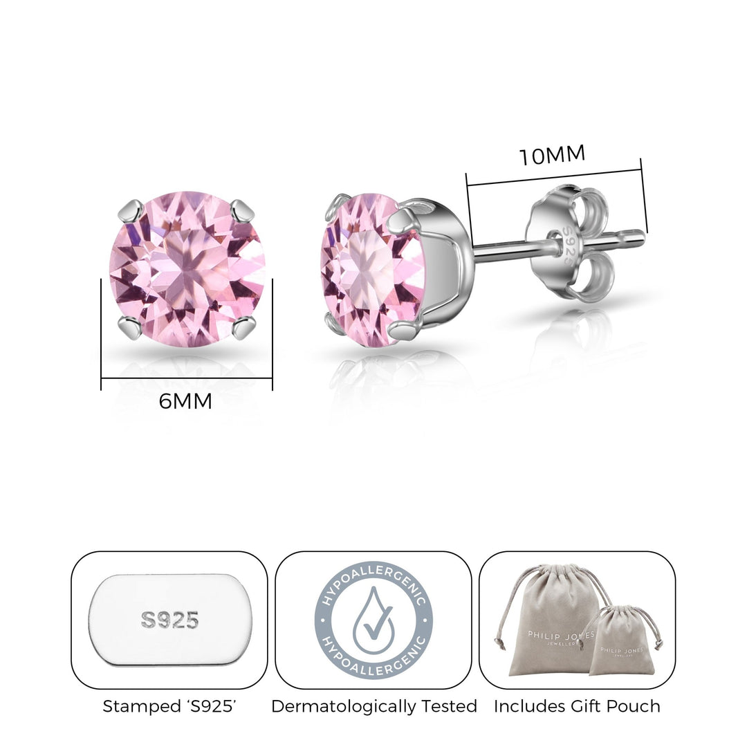 Sterling Silver Light Rose Earrings Created with Zircondia® Crystals - Philip Jones Jewellery