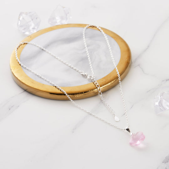 Sterling Silver Light Rose Flower Necklace Created with Zircondia® Crystals - Philip Jones Jewellery