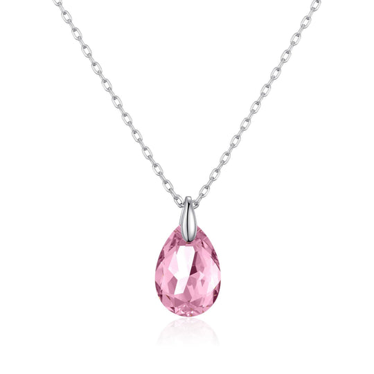 Sterling Silver Light Rose Necklace Created with Zircondia® Crystals - Philip Jones Jewellery