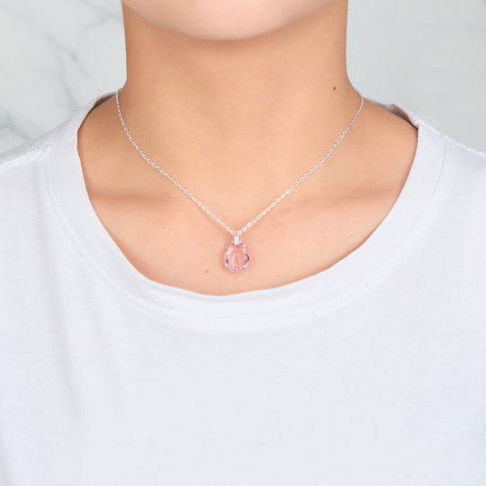 Sterling Silver Light Rose Necklace Created with Zircondia® Crystals - Philip Jones Jewellery