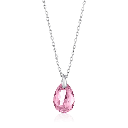Sterling Silver Light Rose Necklace Created with Zircondia® Crystals - Philip Jones Jewellery