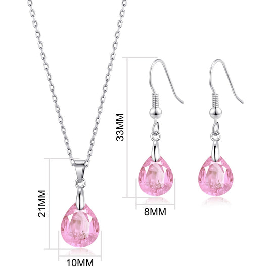 Sterling Silver Light Rose Pear Set Created with Zircondia® Crystals - Philip Jones Jewellery
