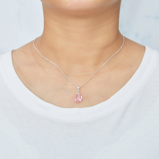 Sterling Silver Light Rose Pear Set Created with Zircondia® Crystals - Philip Jones Jewellery