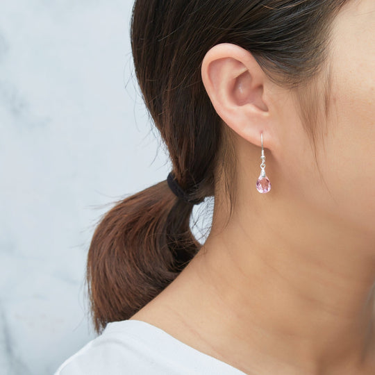 Sterling Silver Light Rose Pear Set Created with Zircondia® Crystals - Philip Jones Jewellery