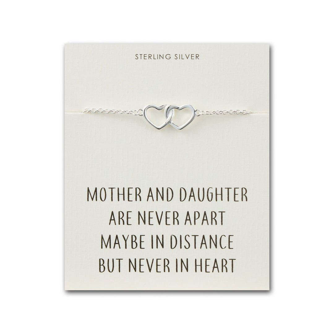 Sterling Silver Mother and Daughter Quote Heart Link Bracelet - Philip Jones Jewellery