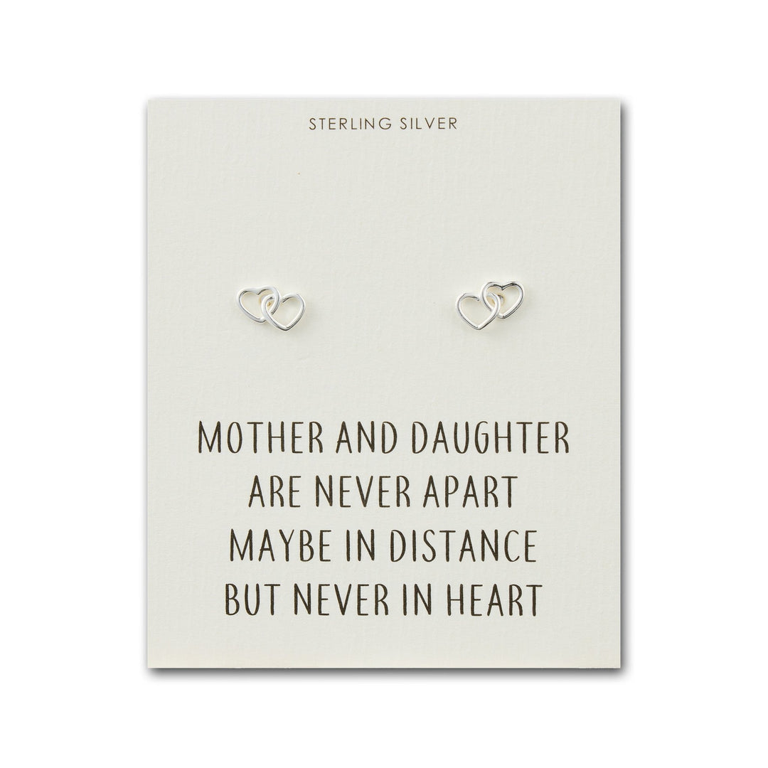 Sterling Silver Mother and Daughter Quote Heart Link Earrings - Philip Jones Jewellery