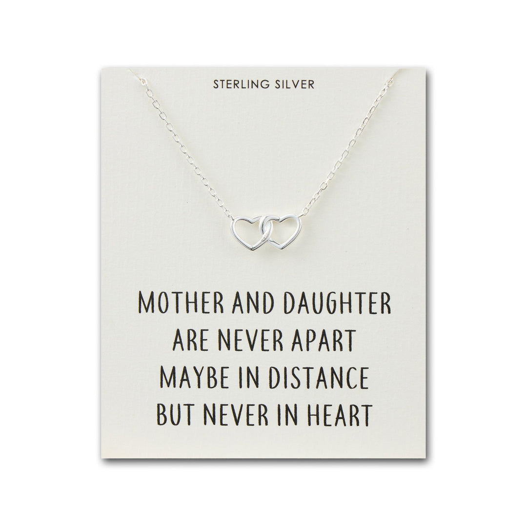 Sterling Silver Mother and Daughter Quote Heart Link Necklace - Philip Jones Jewellery