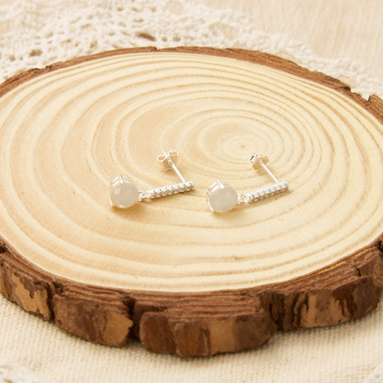 Sterling Silver Mother of Pearl Gemstone Drop Earrings - Philip Jones Jewellery