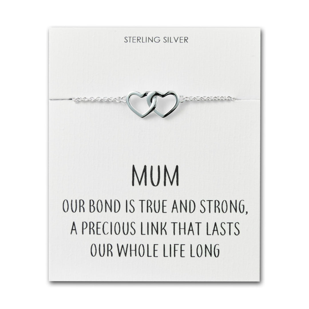 Sterling Silver Mum Quote Heart Link Bracelet - Philip Jones Jewellery