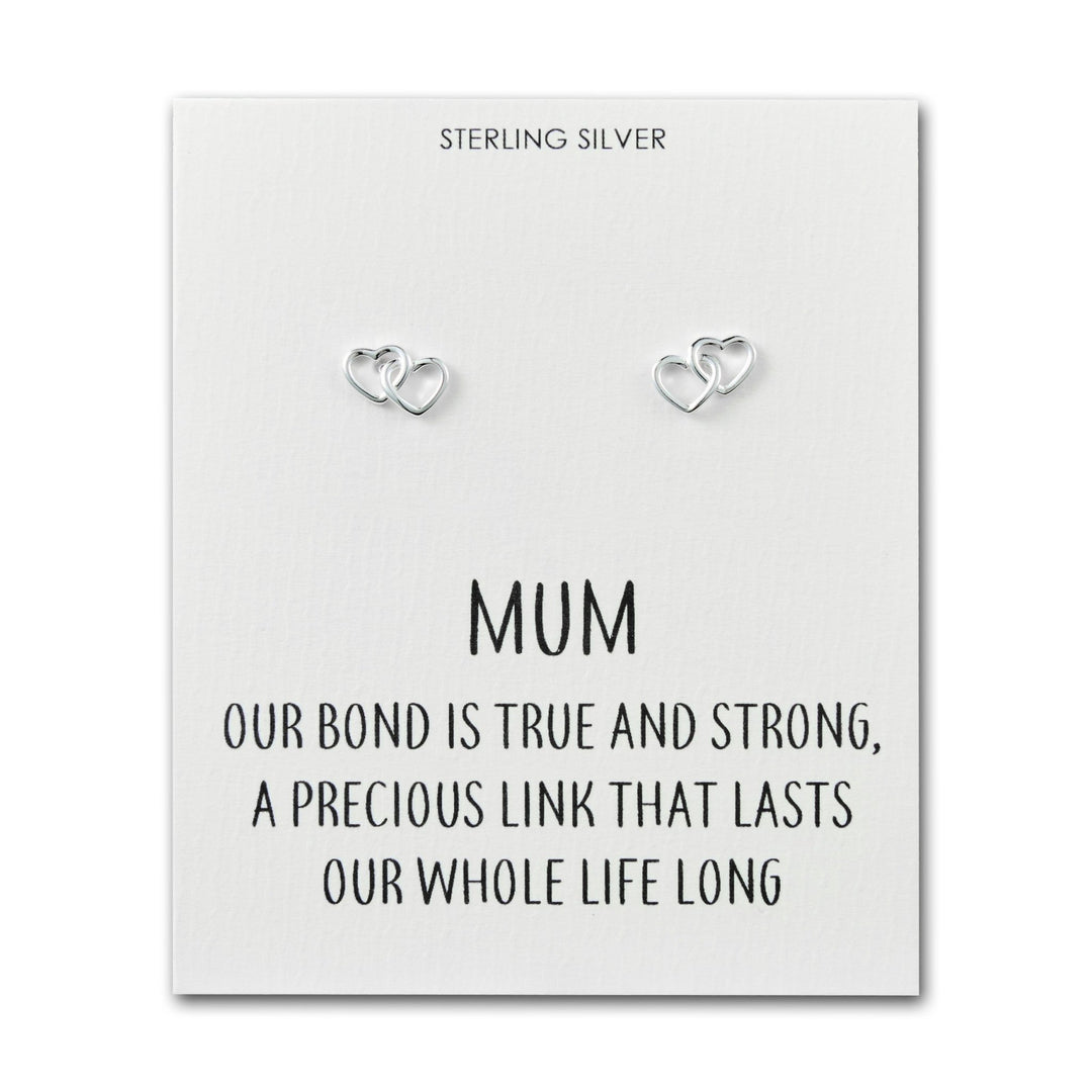 Sterling Silver Mum Quote Heart Link Earrings - Philip Jones Jewellery