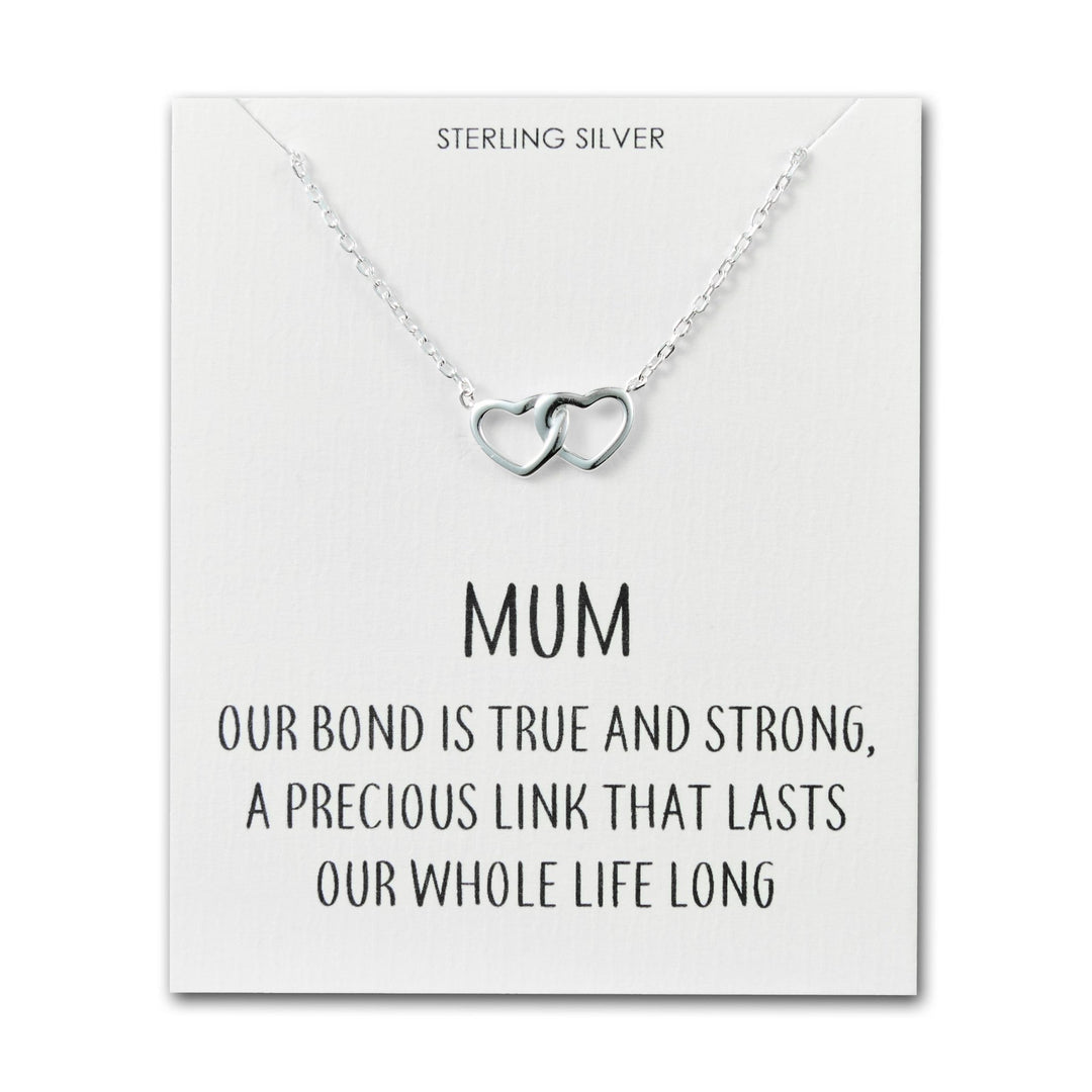Sterling Silver Mum Quote Heart Link Necklace - Philip Jones Jewellery