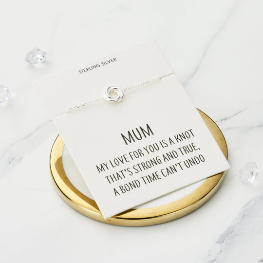 Sterling Silver Mum Quote Knot Bracelet - Philip Jones Jewellery