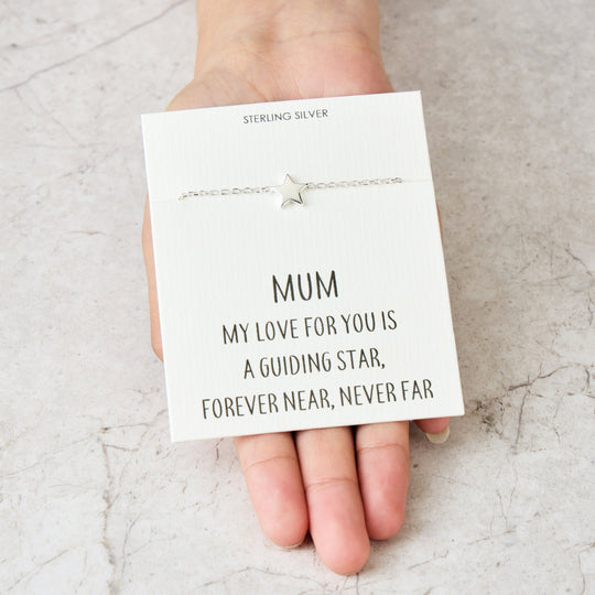 Sterling Silver Mum Quote Star Bracelet - Philip Jones Jewellery