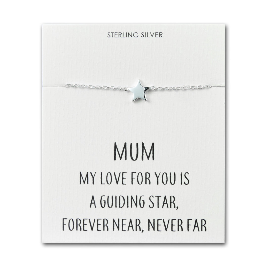 Sterling Silver Mum Quote Star Bracelet - Philip Jones Jewellery