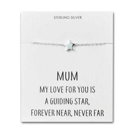 Sterling Silver Mum Quote Star Bracelet - Philip Jones Jewellery