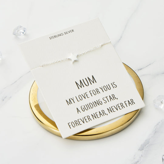 Sterling Silver Mum Quote Star Bracelet - Philip Jones Jewellery