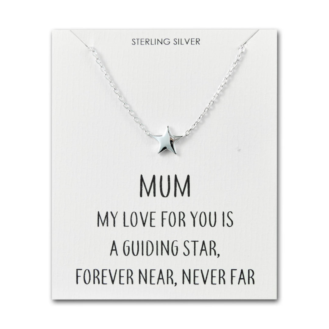 Sterling Silver Mum Quote Star Necklace - Philip Jones Jewellery