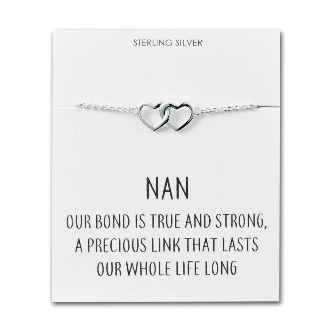 Sterling Silver Nan Quote Heart Link Bracelet - Philip Jones Jewellery