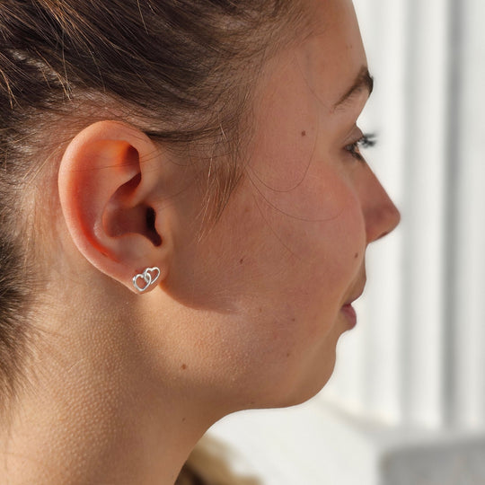 Sterling Silver Nan Quote Heart Link Earrings - Philip Jones Jewellery