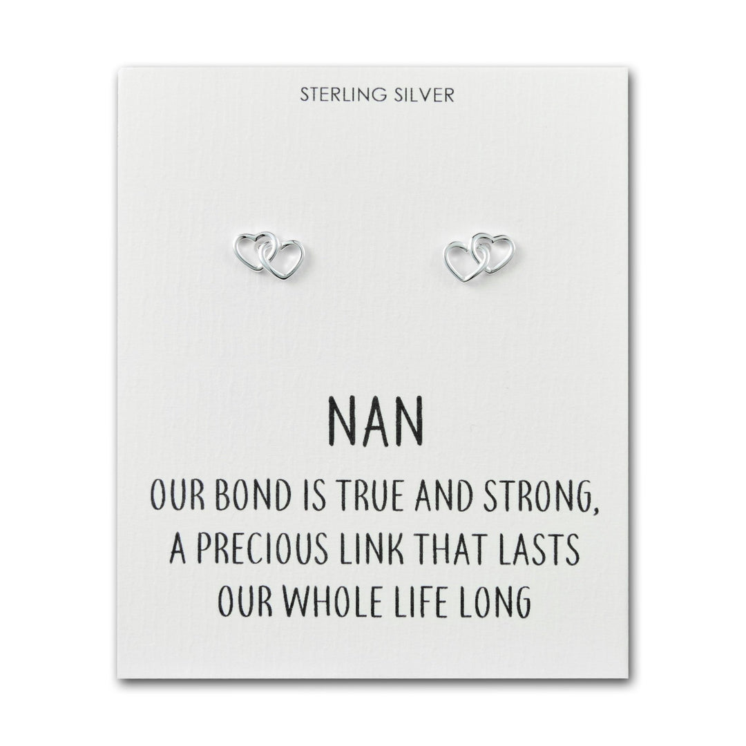 Sterling Silver Nan Quote Heart Link Earrings - Philip Jones Jewellery