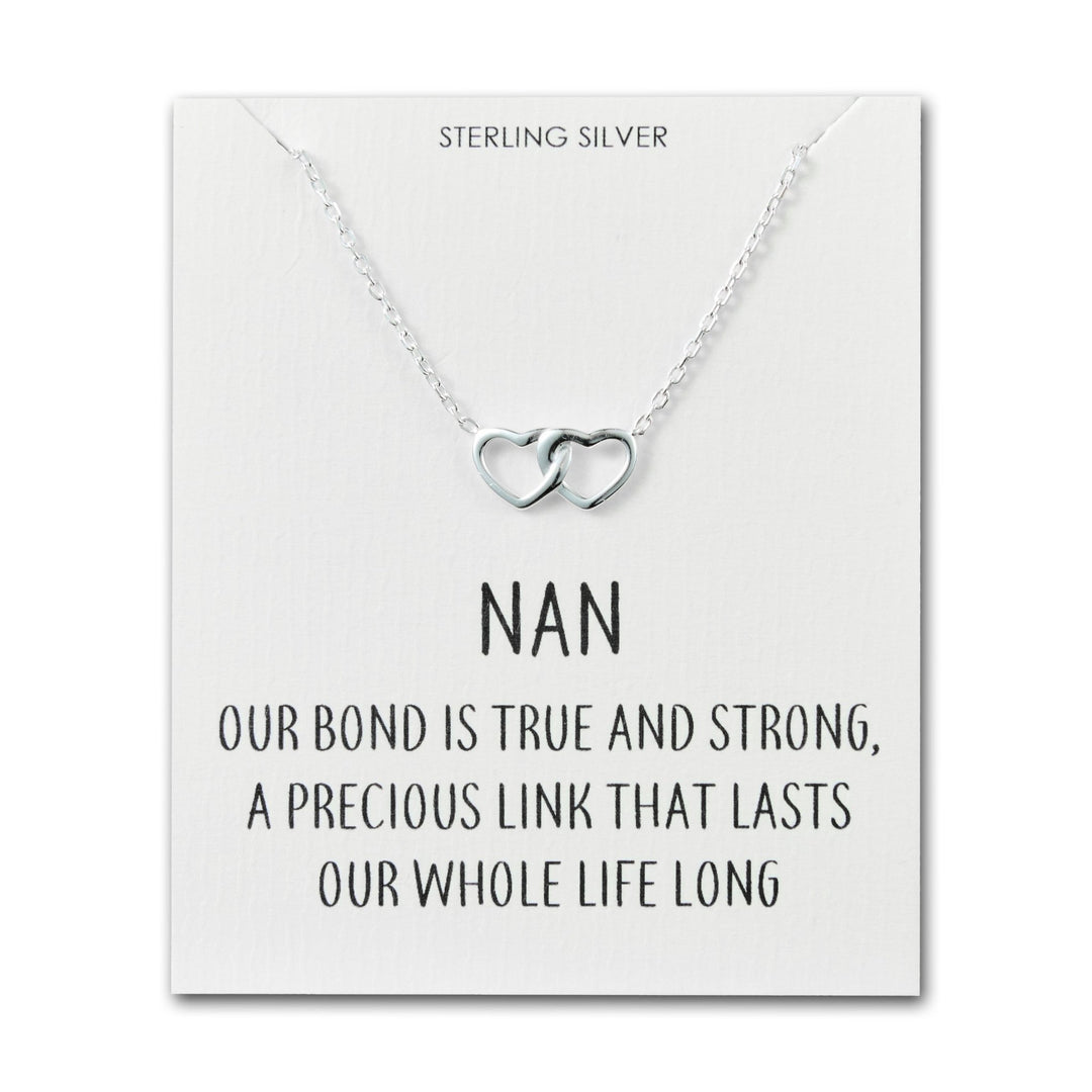 Sterling Silver Nan Quote Heart Link Necklace - Philip Jones Jewellery