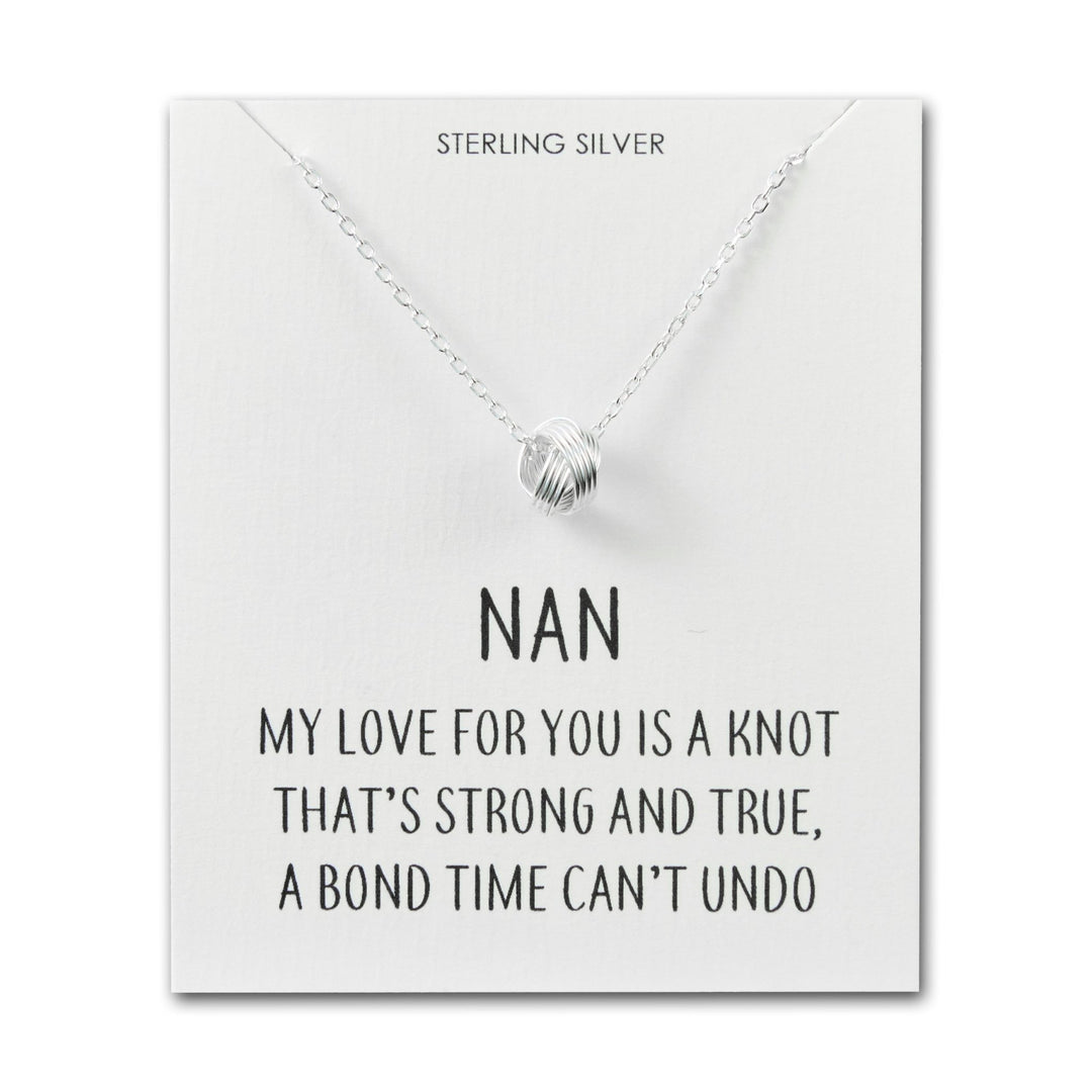 Sterling Silver Nan Quote Knot Necklace - Philip Jones Jewellery