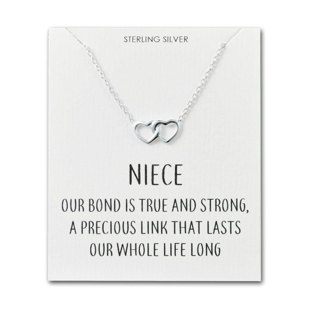 Sterling Silver Niece Quote Heart Link Necklace - Philip Jones Jewellery