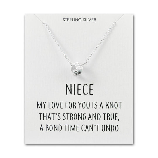 Sterling Silver Niece Quote Knot Necklace - Philip Jones Jewellery