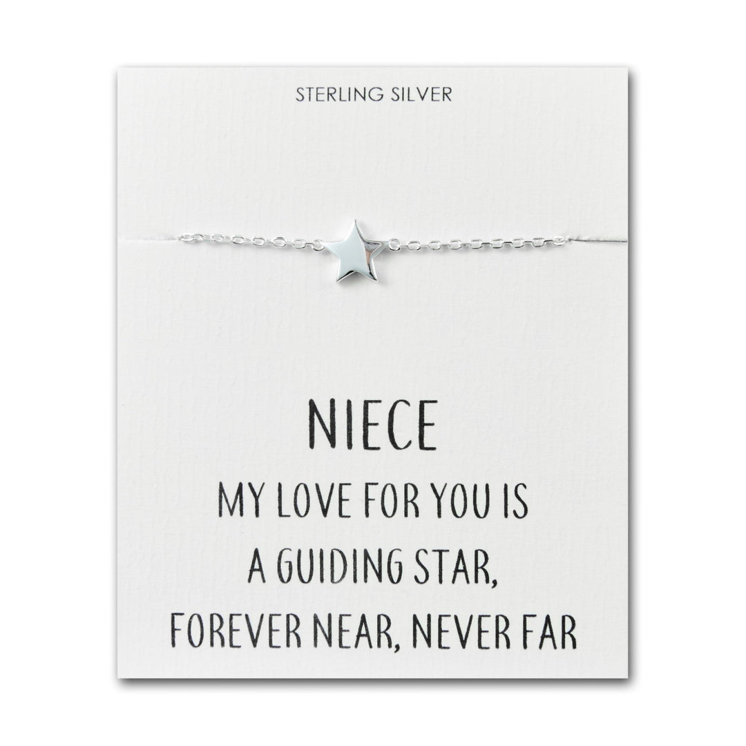 Sterling Silver Niece Quote Star Bracelet - Philip Jones Jewellery