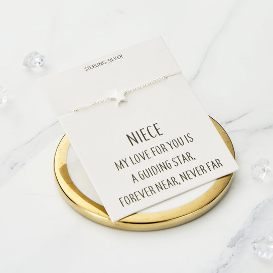Sterling Silver Niece Quote Star Bracelet - Philip Jones Jewellery