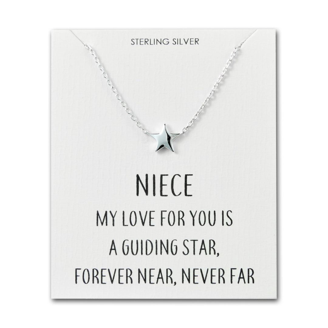 Sterling Silver Niece Quote Star Necklace - Philip Jones Jewellery