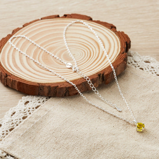 Sterling Silver November (Topaz) Birthstone Necklace Created with Zircondia® Crystals - Philip Jones Jewellery
