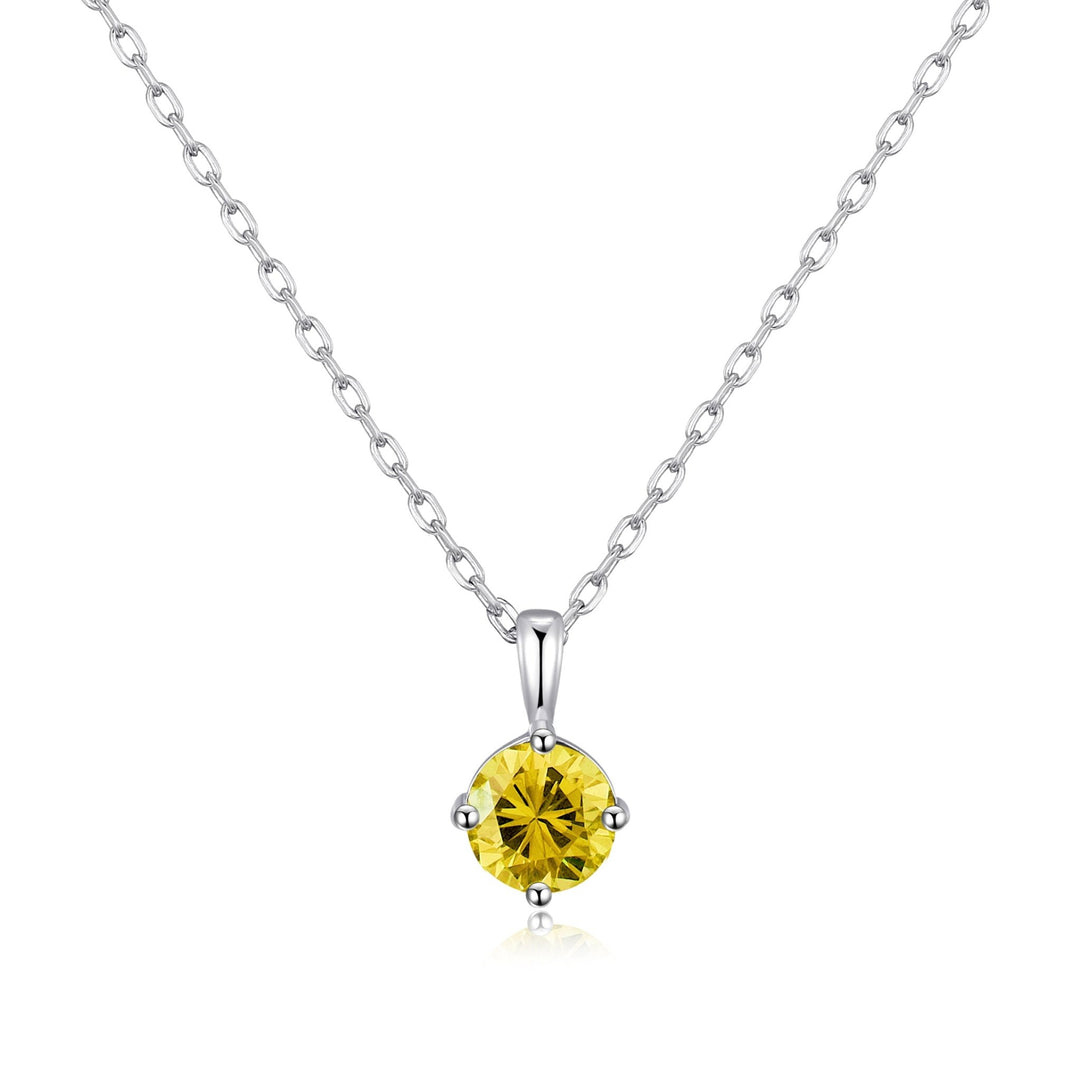 Sterling Silver November (Topaz) Birthstone Necklace Created with Zircondia® Crystals - Philip Jones Jewellery