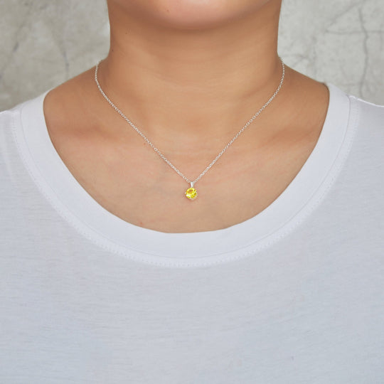 Sterling Silver November (Topaz) Birthstone Necklace Created with Zircondia® Crystals - Philip Jones Jewellery