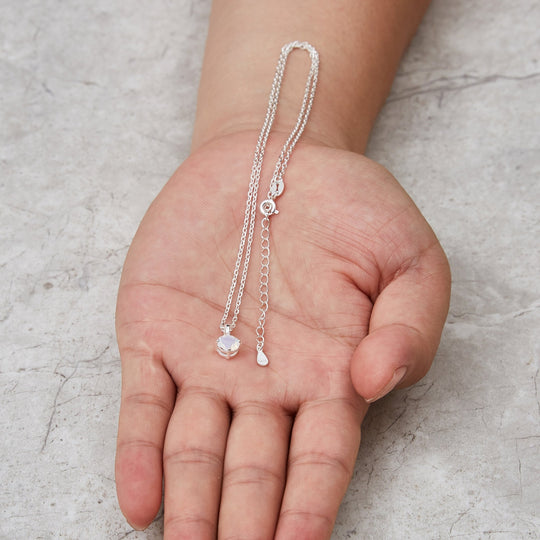 Sterling Silver October (Opal) Birthstone Necklace Created with Zircondia® Crystals - Philip Jones Jewellery