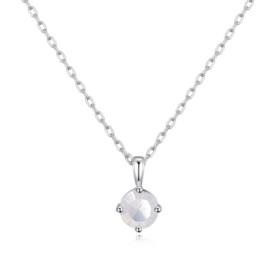 Sterling Silver October (Opal) Birthstone Necklace Created with Zircondia® Crystals - Philip Jones Jewellery
