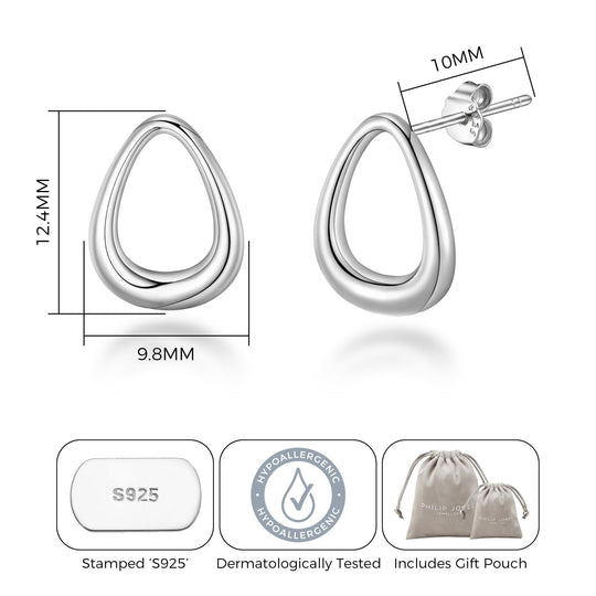 Sterling Silver Open Drop Earrings - Philip Jones Jewellery
