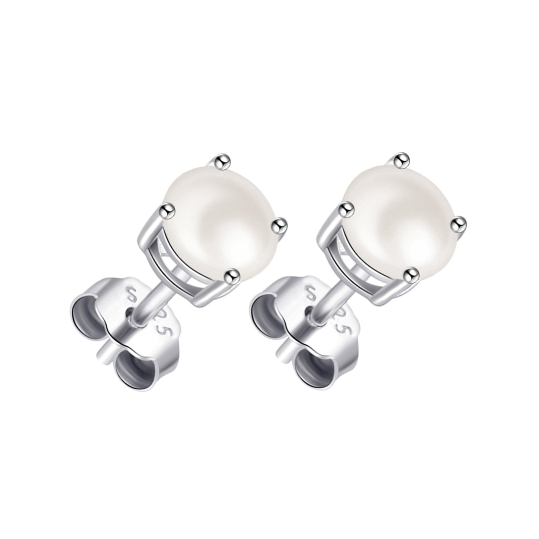 Sterling Silver Pearl Earrings Created with Gemstones from Zircondia® - Philip Jones Jewellery