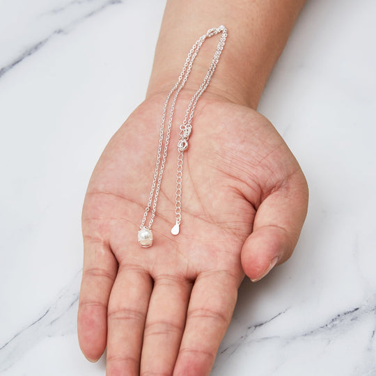 Sterling Silver Pearl Necklace Created with Gemstones from Zircondia® - Philip Jones Jewellery